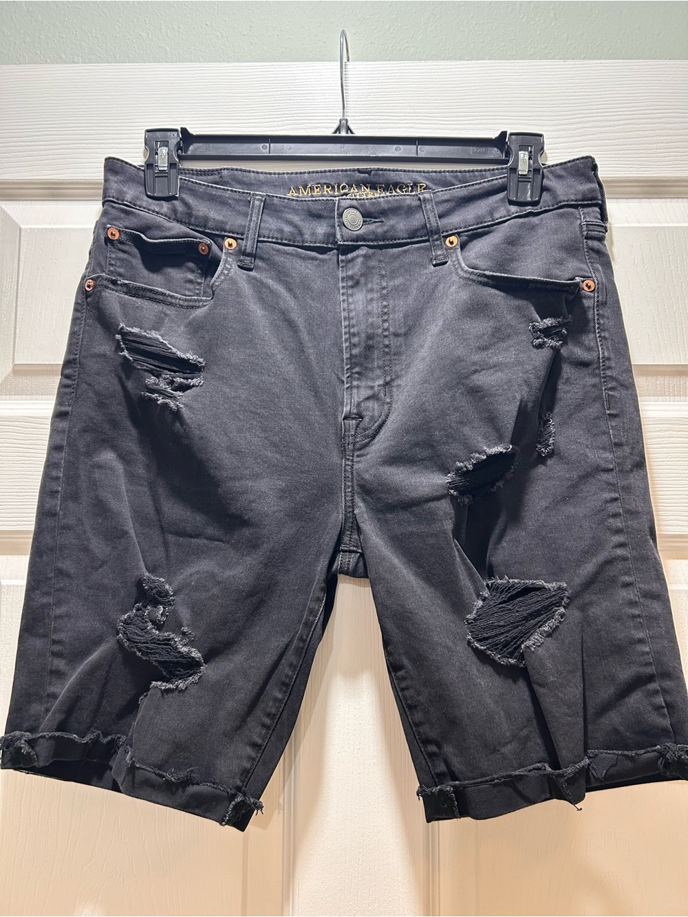 American Eagle Outfitters Black Distressed Jean Shorts